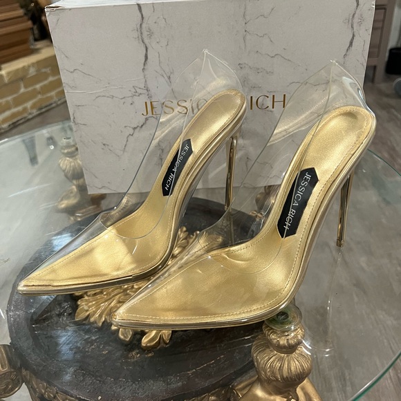 JESSICA RICH Gold/Clear pumps ๐ท - Picture 2 of 10